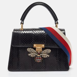 Gucci Black Water Snake Small Queen Margaret Top Handle Bag, Satchels - Luxury Closet catalog
