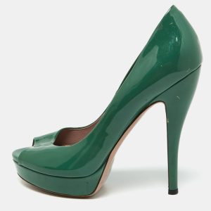 Gucci Green Patent Leather Peep Toe Platform Pumps Size 39, Pumps - Luxury Closet catalog