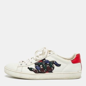 Gucci White Leather Snake Crystal Embellished Ace Low Top Sneakers Size 38.5, Athletic Shoes & Sneakers - Luxury Closet catalog