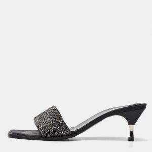 Gucci Black Fabric Crystal Embellished Slide Sandals Size 38.5, Sandals - Luxury Closet catalog