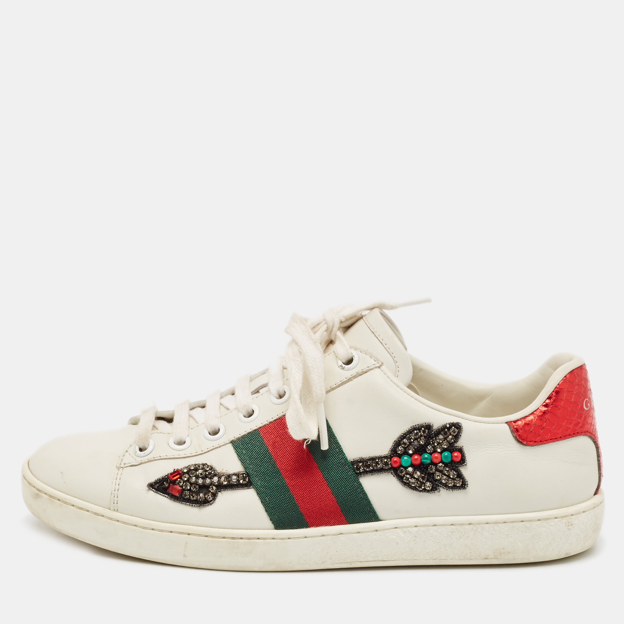 Gucci White Leather Embellished Arrow Ace Sneakers Size 35, Athletic Shoes & Sneakers - Luxury Closet catalog