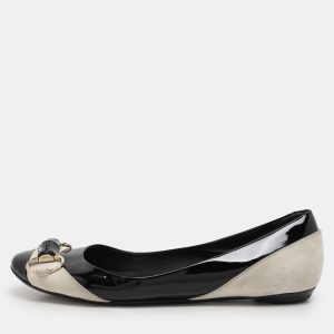 Gucci Black/Grey Patent Leather and Suede Bamboo Horsebit Ballet Flats Size 39, Flats - Luxury Closet catalog