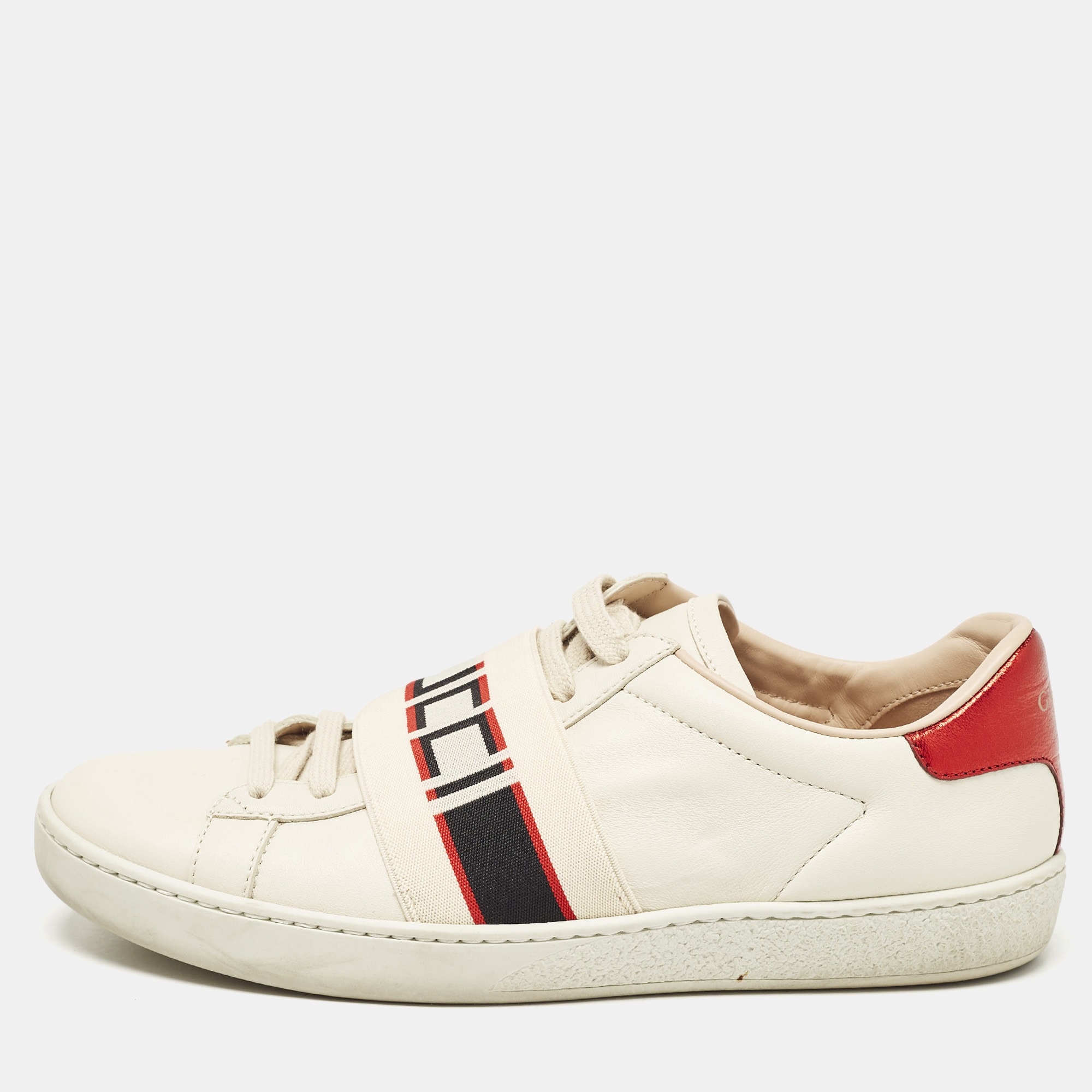 Gucci Cream Leather Logo Band Ace Sneakers Size 36, Athletic Shoes & Sneakers - Luxury Closet catalog