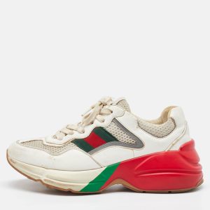 Gucci White Leather and Mesh Web Detail Rhyton Low Top Sneakers Size 37.5, Athletic Shoes & Sneakers - Luxury Closet catalog