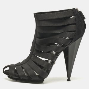 Gucci Black Elastic and Suede Strappy Ankle Booties Size 38.5, Boots - Luxury Closet catalog