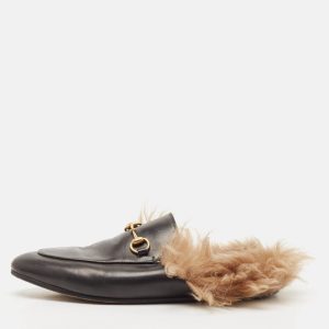 Gucci Black Leather And Fur Princetown Sandals Size 39, Sandals - Luxury Closet catalog