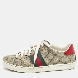 Gucci Beige GG Supreme Bee Print Canvas Ace Low Top Sneakers Size 37, Athletic Shoes & Sneakers - Luxury Closet catalog