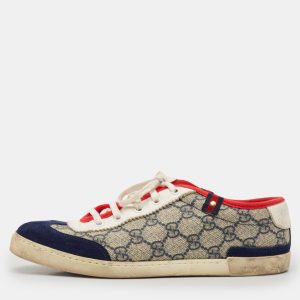 Gucci Beige/Blue GG Supreme Canvas and Suede Low Top Sneakers Size 37.5, Athletic Shoes & Sneakers - Luxury Closet catalog