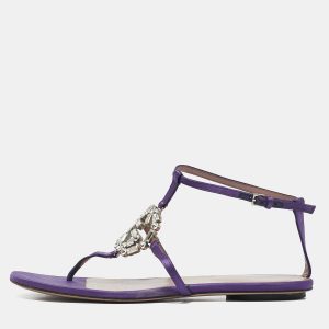 Gucci Purple Satin Crystal Embellished Interlocking G Thong Flat Sandals Size 36, Sandals - Luxury Closet catalog