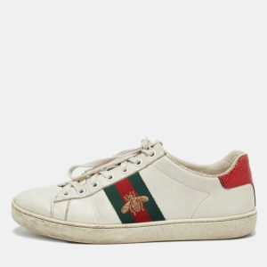 Gucci White Leather Bee Embroidered Ace Web Low Top Sneakers Size 37, Athletic Shoes & Sneakers - Luxury Closet catalog