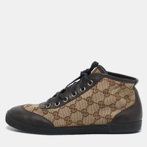 Gucci Brown/Beige GG Canvas and Leather Lace Up High Top Sneakers Size 35, Athletic Shoes & Sneakers - Luxury Closet catalog