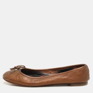 Gucci Metallic Brown Leather Bow GG Interlocking Ballet Flats Size 38.5, Flats - Luxury Closet catalog
