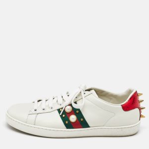 Gucci White Leather and Python Embossed Leather New Ace Lace Up Sneakers Size 38.5, Athletic Shoes & Sneakers - Luxury Closet catalog