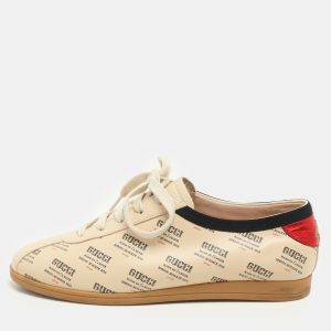 Gucci Beige Invite Print Leather Falacer Low Top Sneakers Size 37, Athletic Shoes & Sneakers - Luxury Closet catalog
