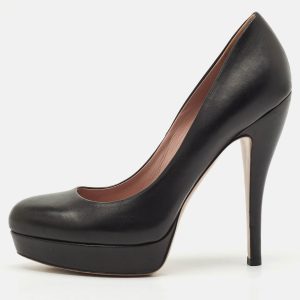 Gucci Black Leather Round Toe Platform Pumps Size 38, Pumps - Luxury Closet catalog
