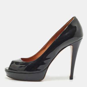 Gucci Navy Blue Patent Leather Betty Platform Pumps Size 38.5, Pumps - Luxury Closet catalog