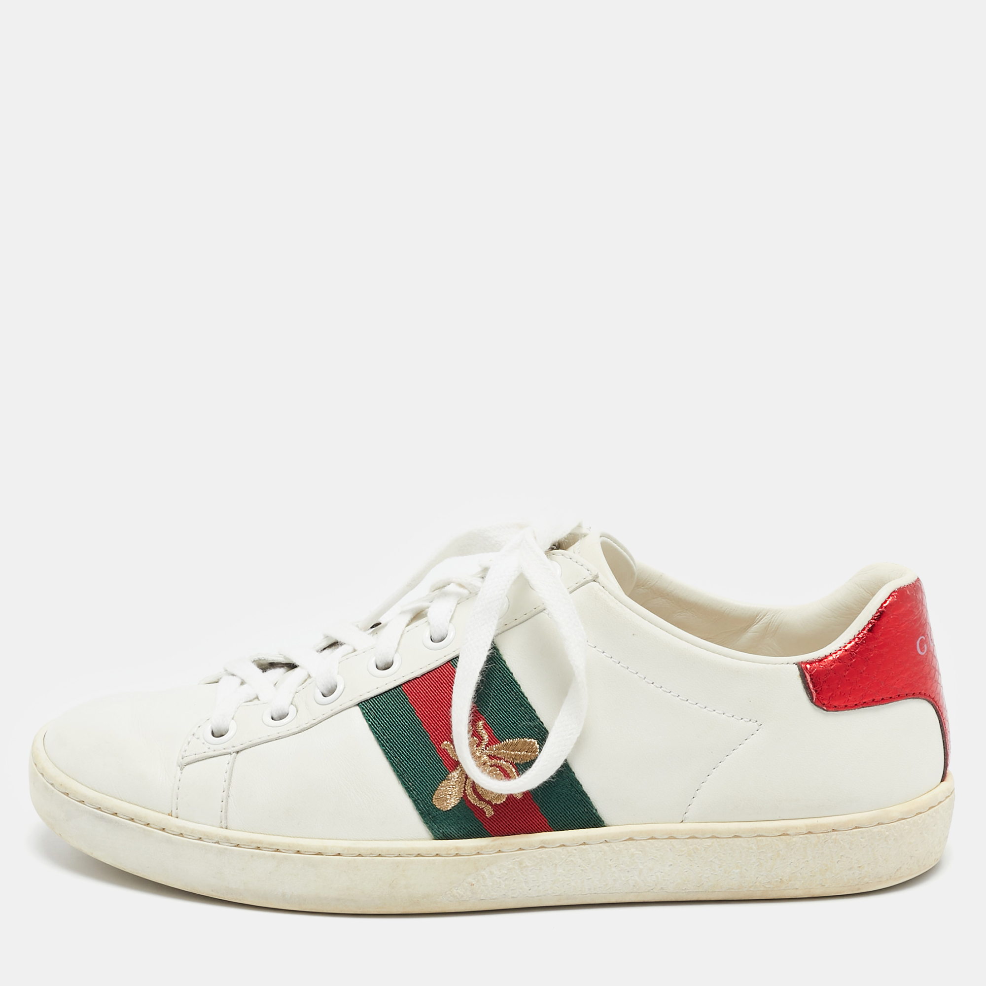 Gucci White Leather Web Detail Bee Embroidered Ace Low Top Sneakers Size 35.5, Athletic Shoes & Sneakers - Luxury Closet catalog