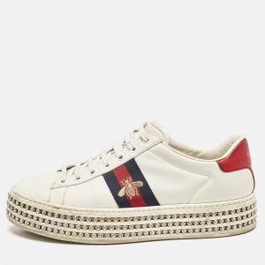 Gucci White Leather Embroidered Bee Crystal Embellished Platform New Ace Sneakers Size 39.5, Athletic Shoes & Sneakers - Luxury Closet catalog