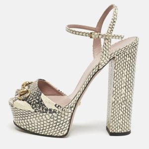Gucci Two Tone Python Leather GG Marmont Ankle Strap Sandals Size 39.5, Sandals - Luxury Closet catalog