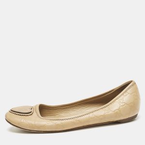 Gucci Beige GG Embossed Leather Crest Ballet Flats Size 40, Flats - Luxury Closet catalog