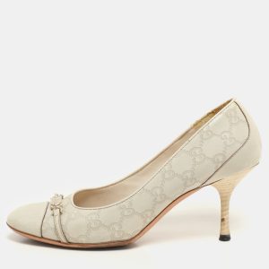 Gucci Off White Guccissima Leather Embellished Pumps Size 39.5, Pumps - Luxury Closet catalog