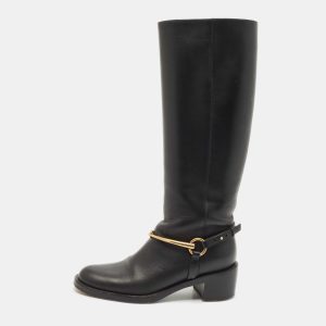 Gucci Black Leather Horsebit Knee Length Boots Size 35, Boots - Luxury Closet catalog