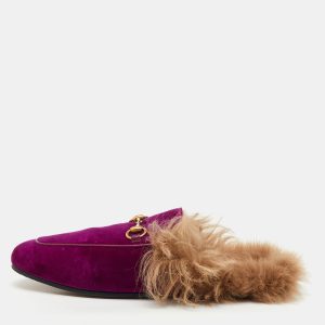 Gucci Purple Fur and Velvet Princetown Mules Size 38, Sandals - Luxury Closet catalog