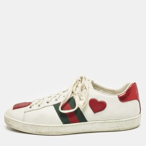Gucci White Leather Ace Web Heart Detail Lace Up Sneakers Size 38, Athletic Shoes & Sneakers - Luxury Closet catalog