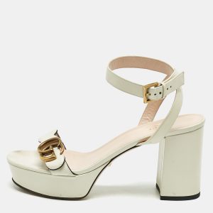Gucci Cream Leather Ankle Strap Sandals Size 38.5, Sandals - Luxury Closet catalog