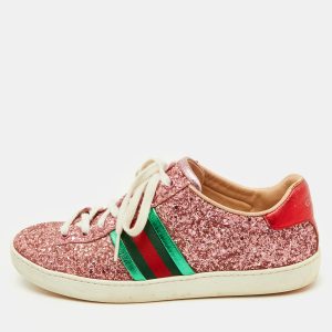 Gucci Pink Glitter and Leather Ace Web Detail Low Top Sneakers Size 36, Athletic Shoes & Sneakers - Luxury Closet catalog