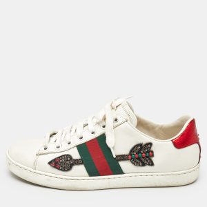 Gucci White Leather Ace Arrow Applique Low Top Sneakers Size 36.5, Athletic Shoes & Sneakers - Luxury Closet catalog