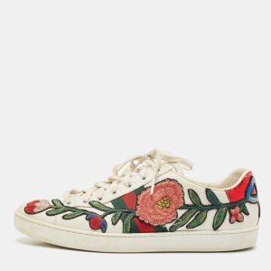 Gucci White Leather Ace Floral Applique Low Top Sneakers Size 39.5, Athletic Shoes & Sneakers - Luxury Closet catalog