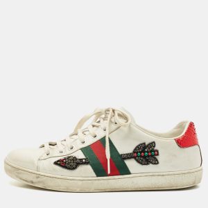 Gucci White Leather and Canvas Ace Low Top Sneakers Size 38, Athletic Shoes & Sneakers - Luxury Closet catalog