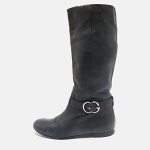 Gucci Black Leather GG Riding Knee Length Boots Size 40, Boots - Luxury Closet catalog