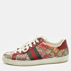 Gucci Red GG Floral GG Canvas and Leather Ace Low Top Sneakers Size 37.5, Athletic Shoes & Sneakers - Luxury Closet catalog