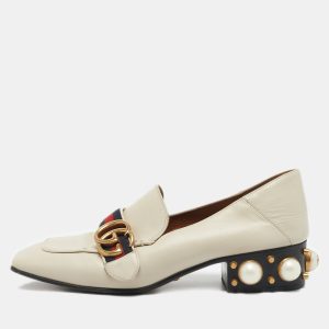 Gucci Off White Leather Interlocking G Horsebit Slip On Loafers Size 36.5, Loafers & Slip-Ons - Luxury Closet catalog