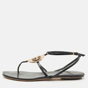 Gucci Black Patent Leather Logo Buckle Flat Thong Sandals Size 39, Sandals - Luxury Closet catalog
