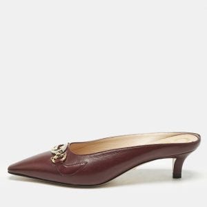 Gucci Burgundy Leather Unia Crystal Embellished Mules Size 35, Sandals - Luxury Closet catalog
