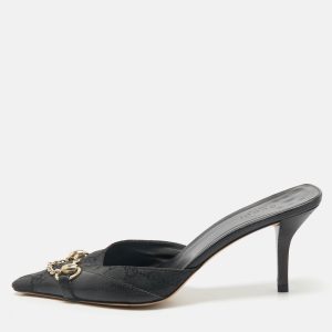 Gucci Black GG Canvas and Leather Vintage Horsebit Chain Mules Size 39, Sandals - Luxury Closet catalog
