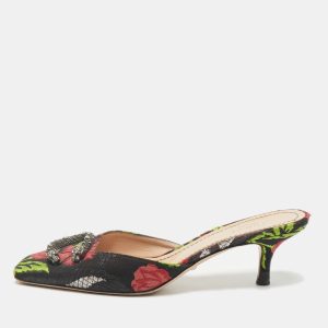 Gucci Black Floral Brocade Fabric Dionysus Square Toe Slip On Mules Size 37, Sandals - Luxury Closet catalog