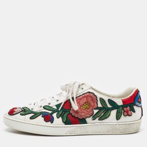 Gucci White Leather Ace Floral Embroidered Low Top Sneakers Size 40, Athletic Shoes & Sneakers - Luxury Closet catalog