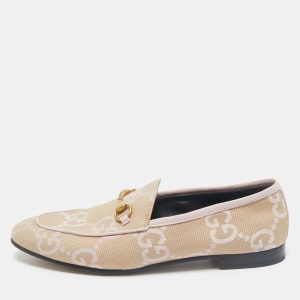 Gucci Beige/Pink GG Canvas and Leather Jordaan Horsebit Loafers Size 41, Loafers & Slip-Ons - Luxury Closet catalog