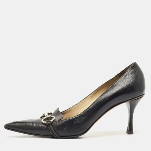 Gucci Black GG Leather Horsebit Pointed Toe Pumps Size 38.5, Pumps - Luxury Closet catalog