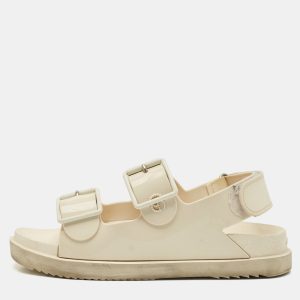 Gucci Off White Rubber Double G Logo Dusty Ankle Strap Flat Sandals Size 36, Sandals - Luxury Closet catalog