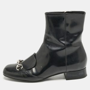 Gucci Black Patent Leather Horsebit Mid Calf Length Boots Size 36.5, Boots - Luxury Closet catalog