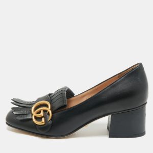 Gucci Black Leather GG Marmont Fringe Block Heel Pumps Size 35, Pumps - Luxury Closet catalog