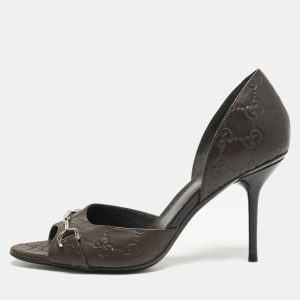 Gucci Brown Guccissima Leather Horsebit D'orsay Peep Toe Pumps Size 37, Pumps - Luxury Closet catalog
