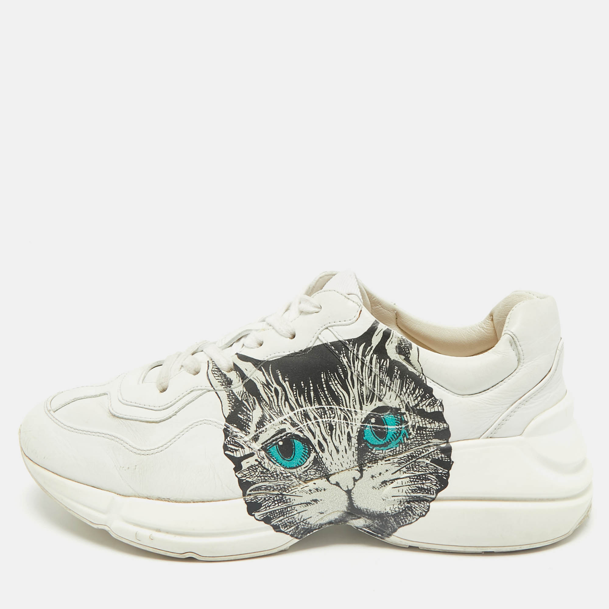 Gucci White Leather Mystic Cat Rhyton Low Top Sneakers Size 39.5, Athletic Shoes & Sneakers - Luxury Closet catalog