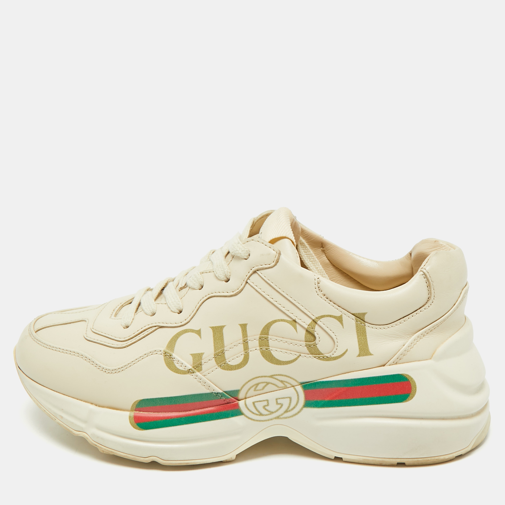 Gucci Cream Leather Vintage Logo Rhyton Sneakers Size 36.5, Athletic Shoes & Sneakers - Luxury Closet catalog