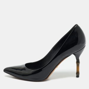 Gucci Black Patent Leather Kristen Bamboo Heel Pumps Size 38, Pumps - Luxury Closet catalog